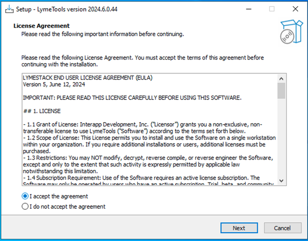 Screenshot of Installer - EULA